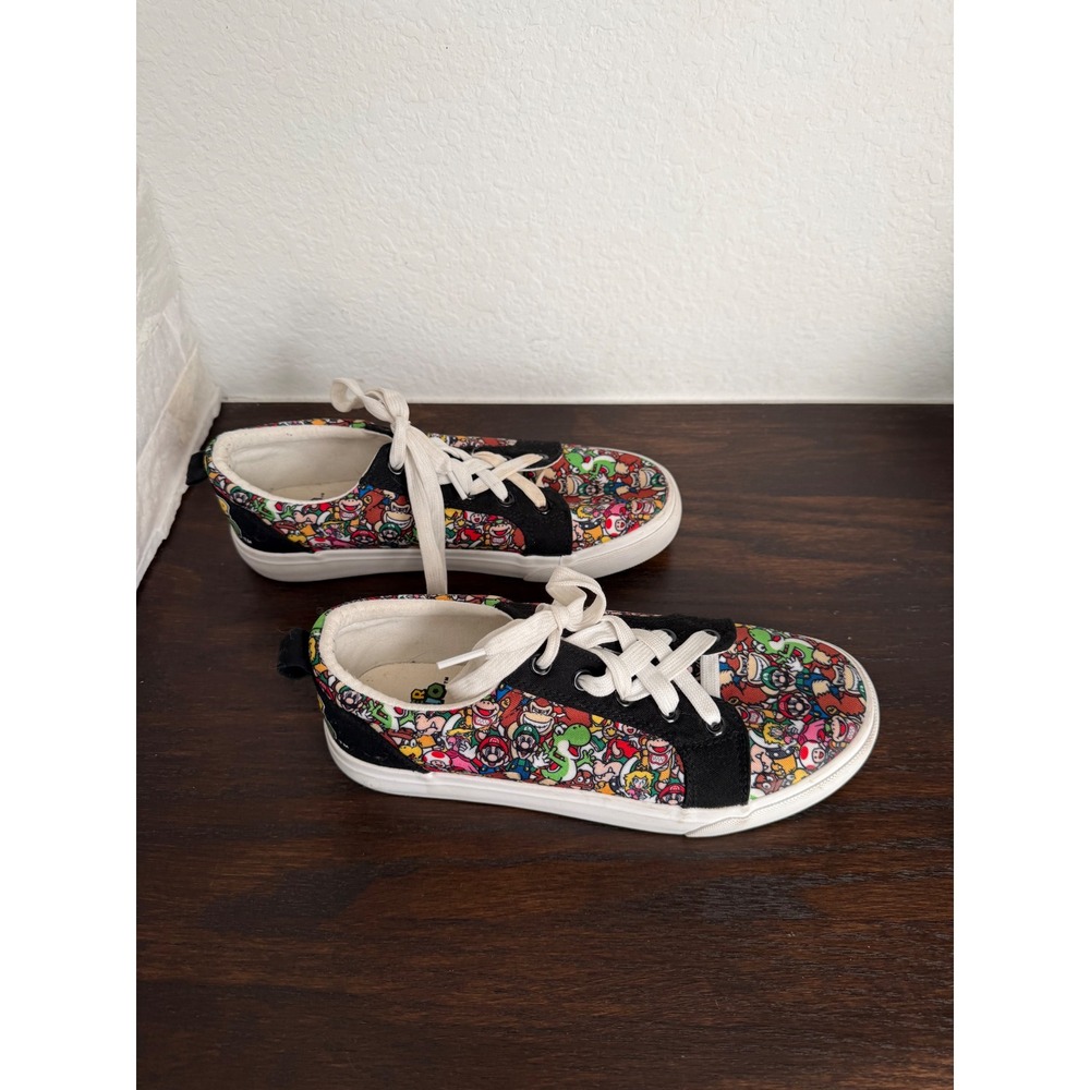 Ground Up Super Mario Bros Character Print Canvas Sneakers Kids 5 Multicolor